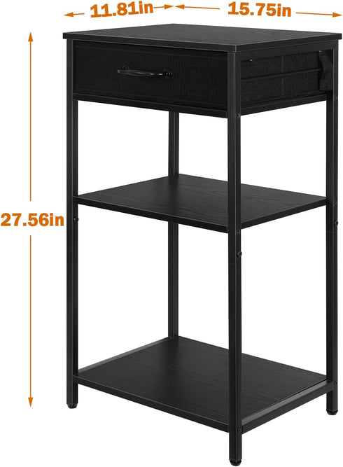 ETELI 3 Tier Printer Stand Table for Home Office, Small Multi-Functional Desk Shelf with Storage Drawer