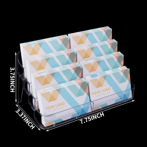 Clear Plastic Business Card Holder, 8 Pocket Acrylic Organizer for Desk, 4 Tier Business Cards Display for Office