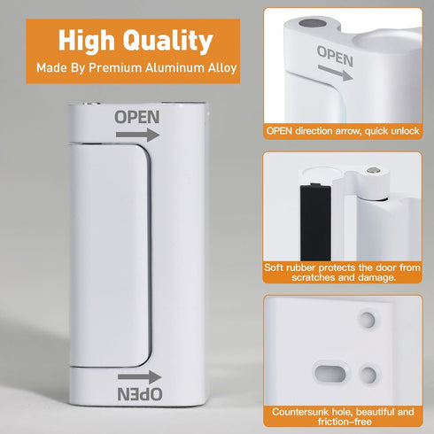 3-Pack 800 lbs, Home Security Door Reinforcement Lock, Upgraded White Front Door Locks for Kids Safety Withstand