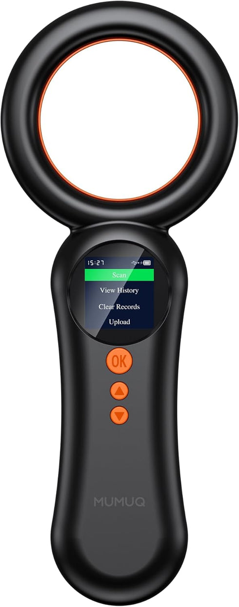 MUMUQ Pet Microchip Scanner, FDX-B(ISO11784/85) EMID Animal Micro Chip Reader 500 Records Data