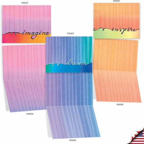 The Best Card Company - 10 Colorful Blank Note Cards with Envelopes, All Occasion Boxed Stationery, 4 x 5.12 Inch.