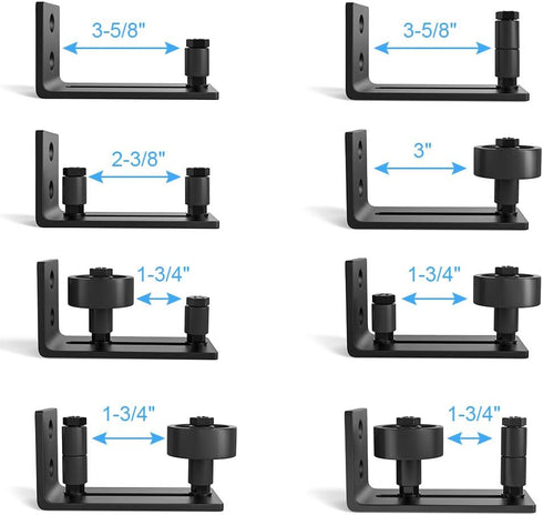 ZEKOO 2 PCS Adjustable Sliding Barn Door Floor Guide, 8 Setup Options, Flush Flat Bottom Design