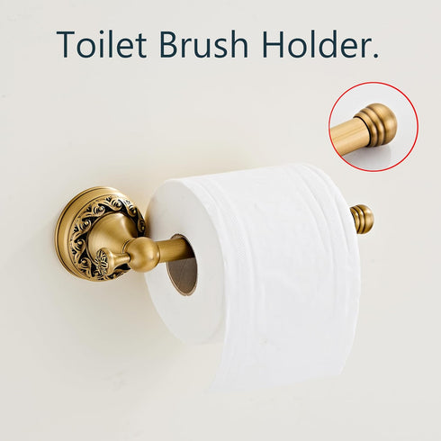 KOCRER 2 Brass Gold Toilet Paper Holder, Antique Hand Towel Ring Retro Hand Towel Holder Tissue Roll Paper Hanger Paper