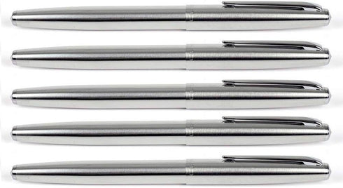 Gullor 5 PCS Classic Stainless Steel EF Nib Fountain Pens Set with Ink Converters
