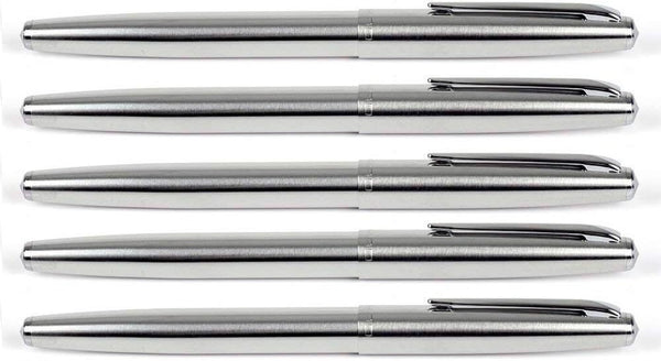 Gullor 5 PCS Classic Stainless Steel EF Nib Fountain Pens Set with Ink Converters