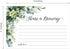 Pack 50 4" 6" Lush Greenery Share A Memory Card / Beautiful Memorial Event Floral Note Cards / x Flat Celebration