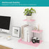 ELITEROO Aesthetic 3 Tier Desktop Shelf Organizer, Mini Wooden Bookshelf for Women Office Supplies, Pink