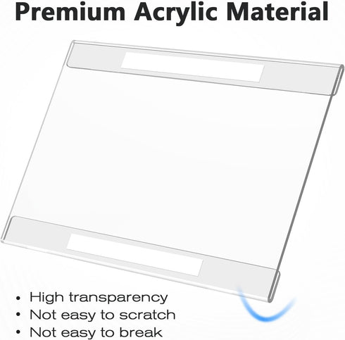 MaxGear Acrylic Sign Holder 4x6, Clear Plastic Wall Mount Sign Holder with Double Sided Tape, Document Holder for Home,