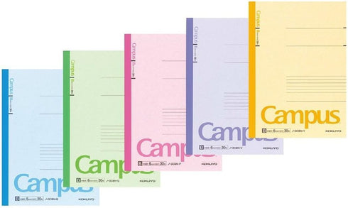 KOKUYO Campus Notebook, B 6mm Ruled, Semi-B5, 30 Sheets, 35 Lines, Pack of 5, 5 Colors, Japan Import (NO-3CBNX5) by KOKUYO