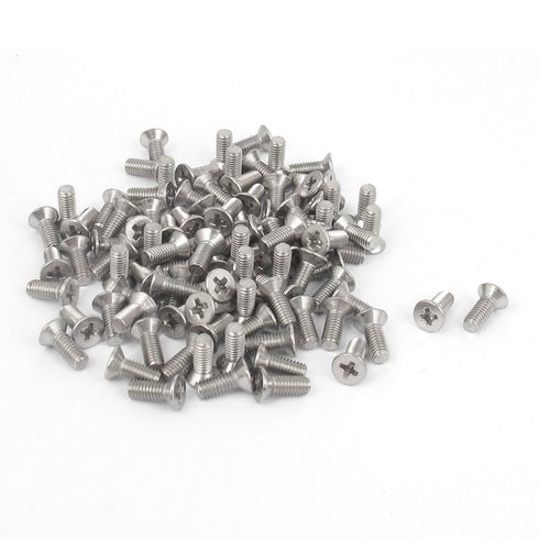 Uxcell M3 x 8mm Phillips Flat Head Countersunk Bolts Machine Screws (Pack of 100) a15101300ux0191