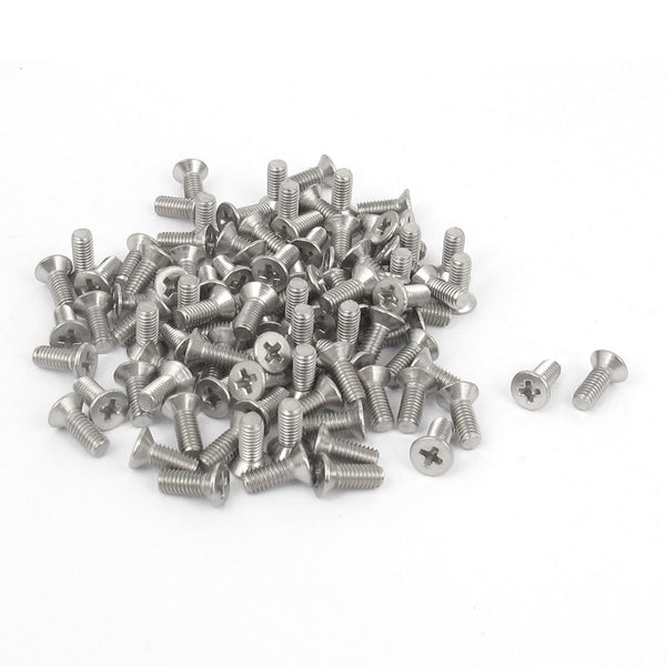 Uxcell M3 x 8mm Phillips Flat Head Countersunk Bolts Machine Screws (Pack of 100) a15101300ux0191