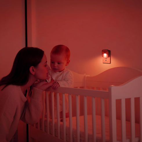 6 Pack KINUR LED red Night Lights Plug into Wall, Dusk to Dawn Sensor Automatic on and Off, Energy efficient, Soft Glow