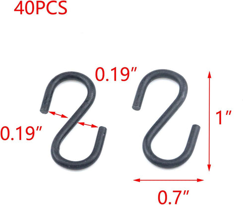 T Tulead 40PCS Mini Hanger Hooks, Light Duty S Hooks Iron Jewelry Hanging Hook 1"x0.7"