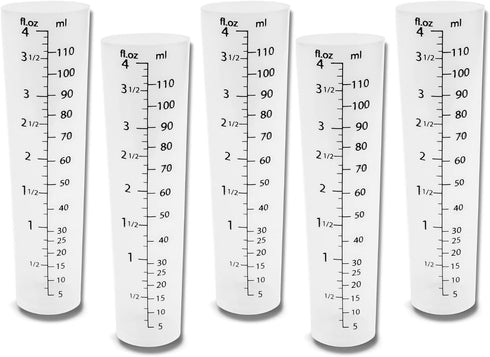 4oz Graduated Cylinder - Heat & Chemical Resistant, Multipurpose Measuring Cylinder, 5 Pack with Measurements