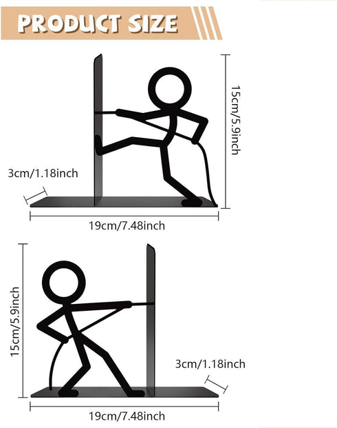 Generic 1 Book Ends for Desk - Pair Metal Black Bookshelf Dividers - Book Holder Ends - for Home School Office