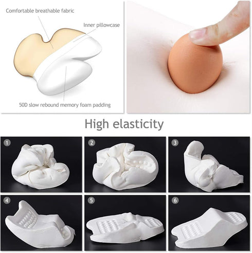 50D Tailbone Ergocar Neck Pillow&Lumbar Cushion with Slow Rebound Memory Foam Relieve Back Sciatica and Pain Support