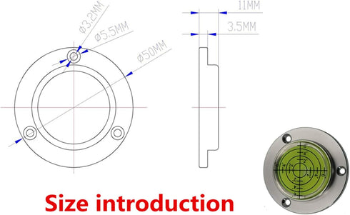 50mm Scale High Precision Horizontal Bubble Level, Aluminium Case Bullseye Spirit Bubble for Surveying Instruments