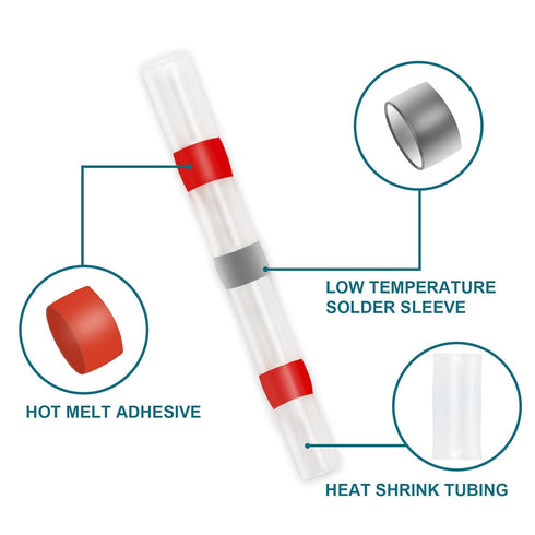 120PCS Solder Seal Wire Connectors, Heat Shrink Wire Butt Connectors for 22-18 AWG Waterproof Applications
