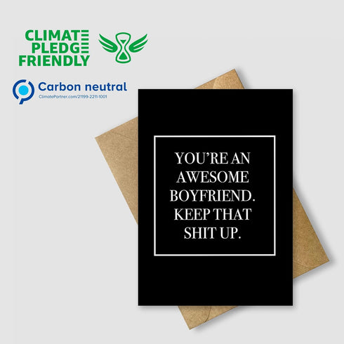 Funny Card for Boyfriend with Envelope | Unique Anniversary, Birthday, Christmas, Valentine's Day Card for Him