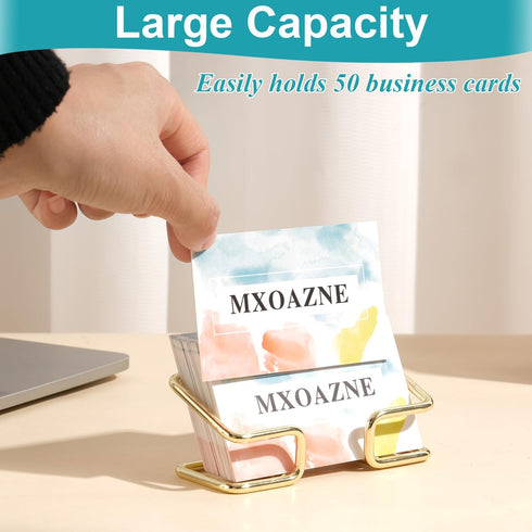 Business Card Holder for Desk, Modern Display Stand, Desktop Organizer, 1 Pack, Gold