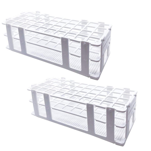 Plastic Test Tube Rack - 2 Pack White 40 Holes Holder for 21mm and Below Test Tubes, Detachable
