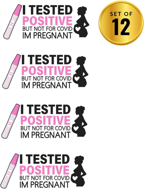 Set 12 I Tested Positive But Not for Covid | I'm Pregnant| Pregnancy Reveal Party Water Bottle Labels |