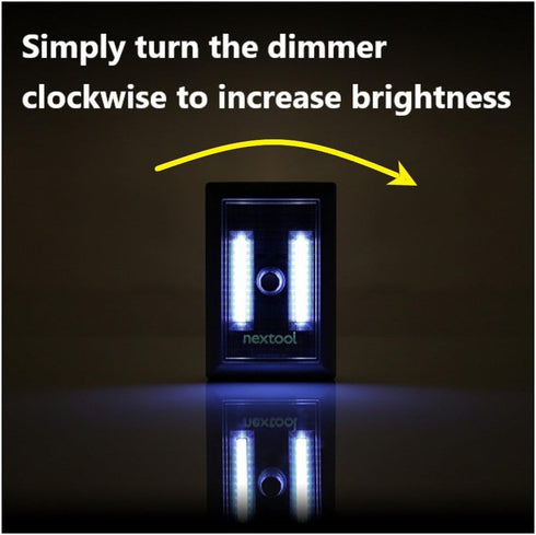 12 Pack 200 nextool Battery Operated Adjustable Brightness LED Night Lights, Lumen Cordless COB LED Light Switch, White