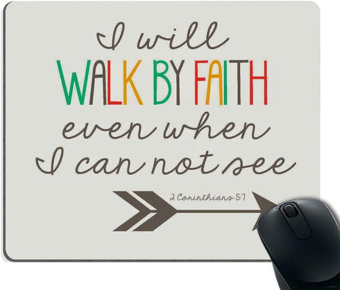 Smooffly Gaming Mouse Pad Custom, Bible Verses Quote "I Will Walk by Faith" 1 Corinthians 5:7