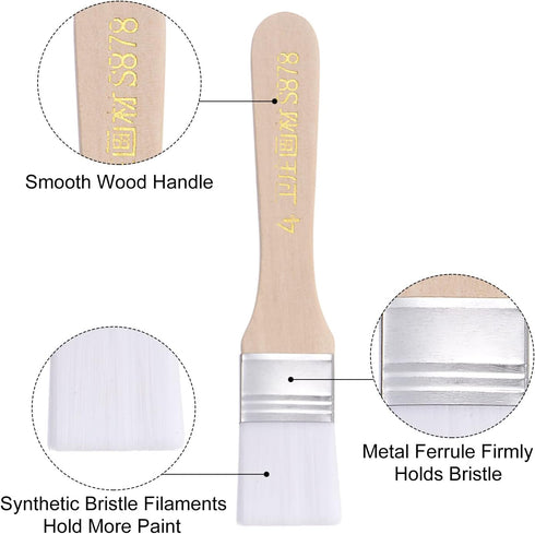 uxcell Small Paint Brush Set, 1.1" Width Nylon Bristle with Wood Handle, 6Pcs for Wall, Door, Cabinets, Furniture