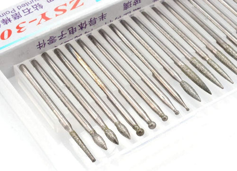 Yakamoz 30Pcs Titanium-Coated Diamond Burrs Set, 2.35mm Shank Rotary File Burs for Grinding Polishing Jewelry Glass