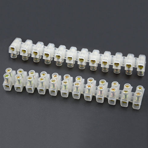 XINGYHENG 6Pcs 6A 10A 20A 12 Position Double Row Screw Terminal Block, Flame Retardant Nylon Connector (White)
