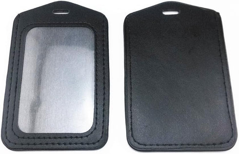 yueton 10pcs Leather Business ID Badge Card Holder with Long Neck Strap Lanyard, Black