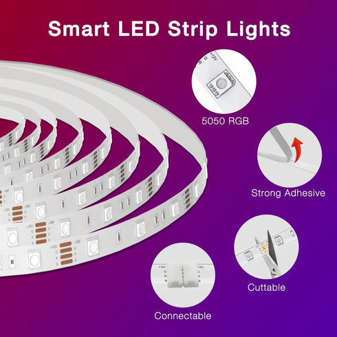 100 50 *2 DAYBETTER ft Smart WiFi Led Lights, Led Strip Lights Work with Alexa and Google Assistant, App Voice Remote
