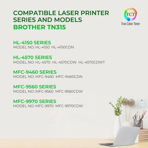 TCT Premium Compatible Toner Cartridge Replacement for Brother TN315 TN-315BK Black, Works with Brother HL-4150CDN
