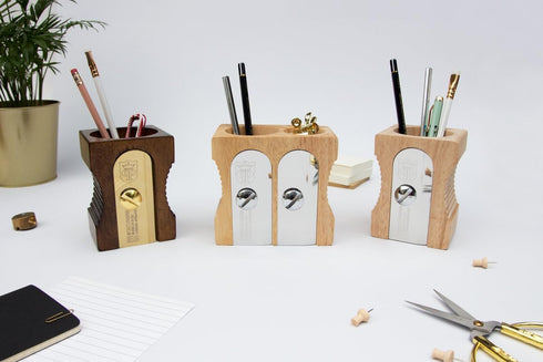 Suck UK Wood Pen Holder & Pencil Holder | Office Desk Accessories & Organizer, Dark