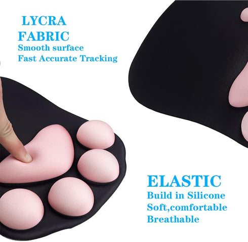 WESAPPINC Cat Paw Mouse Pad - Soft Silicone Wrist Support Ergonomic Non-Slip Mousepad for Office (Black Cherry)