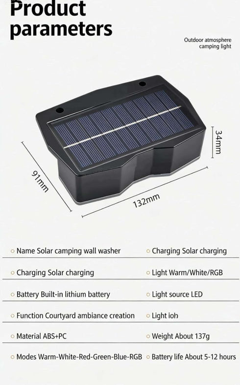 Generic Solar Wall Washer Light, RGB Color Changing LED, Solar Powered, Auto On/Off, Waterproof, for Patio, Garden