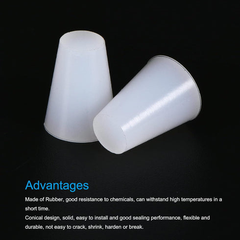 MECCANIXITY Silicone Rubber Tapered Plug - 8mm to 13mm Solid White for Laboratory Use, 10 Pieces