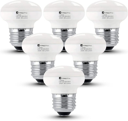 Xtricity R14 LED Light Bulb, 4.5W (40W Equivalent), Dimmable, 300 Lumens, 3000k Soft White, E26 Medium Base, 6 Pack