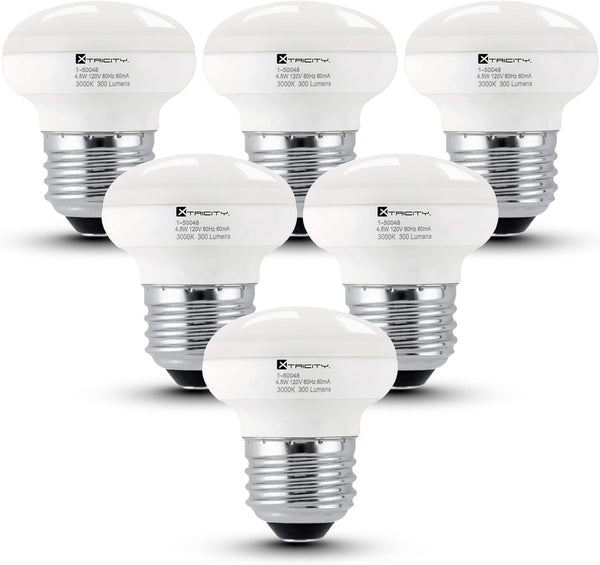 Xtricity R14 LED Light Bulb, 4.5W (40W Equivalent), Dimmable, 300 Lumens, 3000k Soft White, E26 Medium Base, 6 Pack