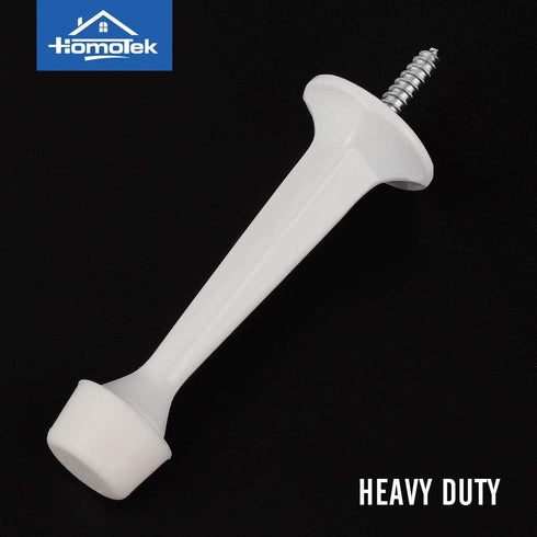 HOMOTEK 4 Pack Heavy Duty Solid Rigid Door Stop with Soft Rubber Tip, Protect Wall & Door, White