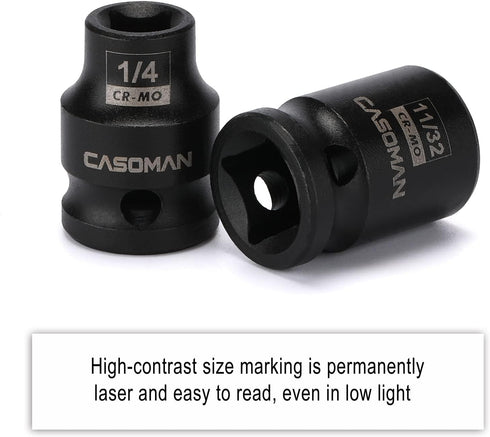 3/8-inch Set, Drive,11 Set CASOMAN Drive Pipe Plug Socekt SAE, CR-MO, Tapered Male Square Drive, Chamfered Female