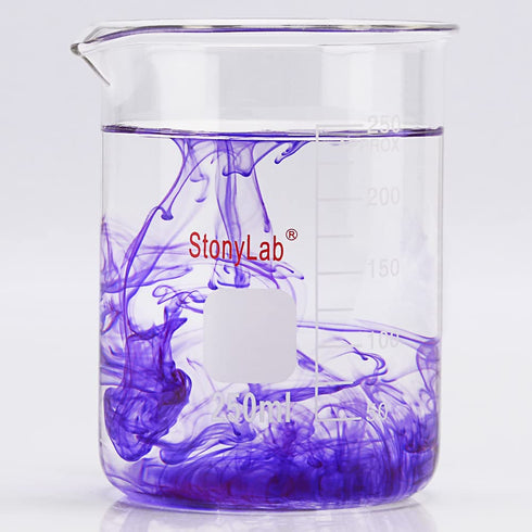 stonylab Borosilicate Glass Beaker, 250 ml Graduated Low Form Griffin Beaker with Pouring Spout (1 Pack)