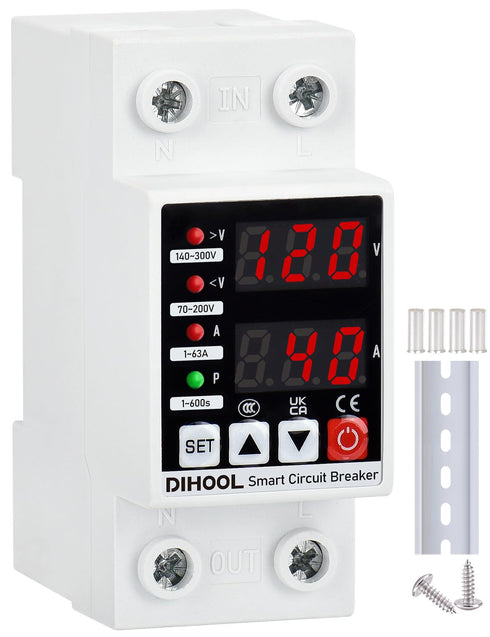 DIHOOL Smart Circuit Breaker with Adjustable Current, Voltage Protector 110V 240V High or Low Voltage Cutoff