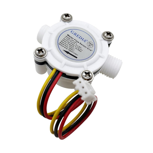 1/4" Water Flow Sensor - Food-Grade Hall Effect Flowmeter Fluid Meter Counter 0.3-6L/min