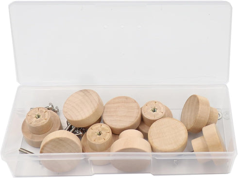 binifiMux 10-Pack 1-3/8 Inches Round Wood Unfinished Drawer Pulls | Handles Knobs for Cabinet
