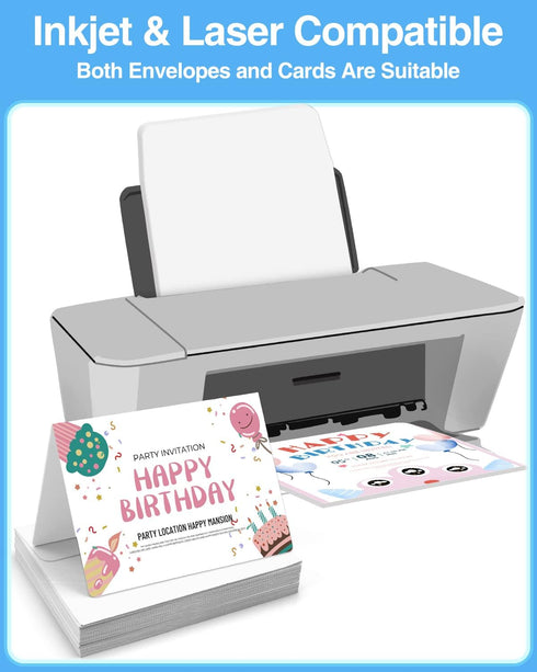 Blank-Cards-and-Envelopes 60 Pack - 5 x 7 Folded Cardstock with A7 White Envelopes for Invitation, Heavyweight