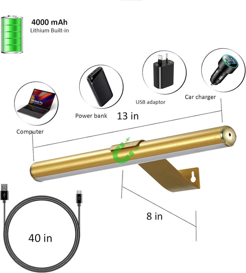 3 Dimmable MIOBLUE Rechargeable Picture Lights with Remote,Full Metal Painting Light Display LED Battery Lamp