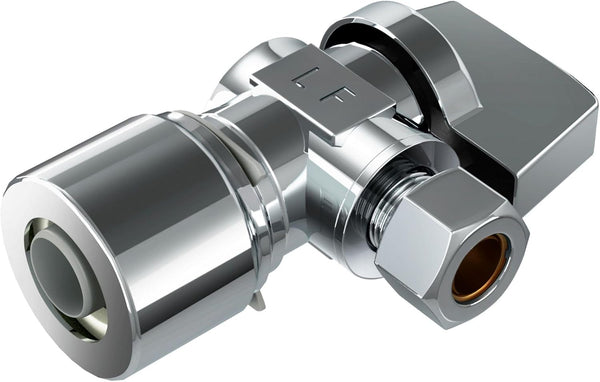 PROFLO PFXQAQ32 Chrome FastFit 5/8" Push x 3/8" OD Angle Stop Quarter Turn