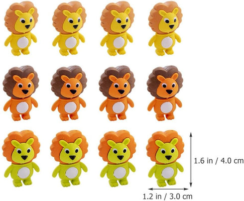 Totority 20pcs Little Lion Mini Erasers, Cute Animal Erasers for Kids, Portable Pencil Erasers